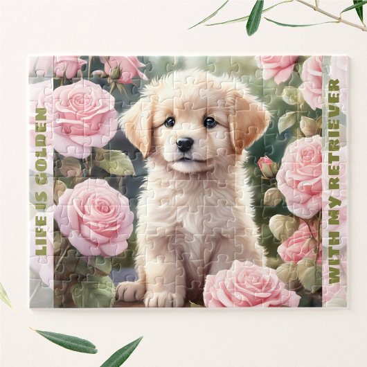 Schattigee hond Golden Retriever Puppy Aangepaste Legpuzzel