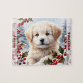 Schattigee hond Golden Retriever Puppy Kerstnaam Legpuzzel (Horizontaal)
