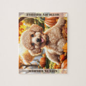 Schattigee Hond Goldendoodle Puppy Herfst Pompoen  Legpuzzel (Verticaal)
