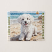 Schattigee Hond Grote Pyreneeën Witte Puppy Custom Legpuzzel (Horizontaal)