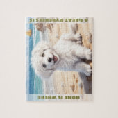 Schattigee Hond Grote Pyreneeën Witte Puppy Custom Legpuzzel (Verticaal)