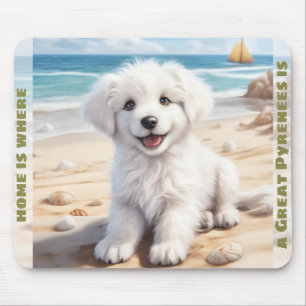Schattigee Hond Grote Pyreneeën Witte Puppy Custom Muismat