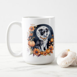 Schattigee Hond Halloween Bloemen Moon Canine Love Koffiemok