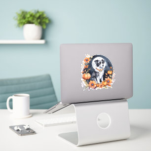Schattigee Hond Halloween Bloemen Moon Canine Love Sticker