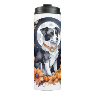 Schattigee Hond Halloween Bloemen Moon Canine Love Thermosbeker