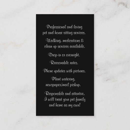 Schattigee hond huisdier en huis zitten baden visitekaartje (Achterkant)