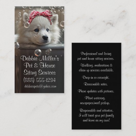 Schattigee hond huisdier en huis zitten baden visitekaartje (Voorkant / Achterkant)