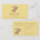 Schattigee hond huisdier sitter diensten Visitekaa Visitekaartje (Voorkant / Achterkant)