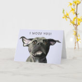 Schattigee Hond Ik woof je Valentijnsdag Kaart (Gele Bloem)