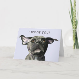 Schattigee Hond Ik woof je Valentijnsdag Kaart