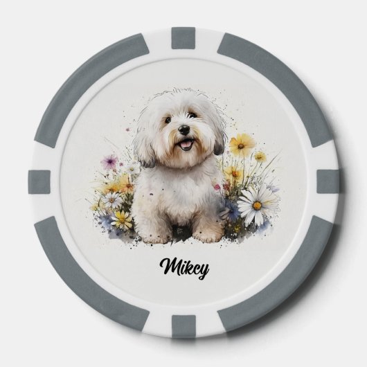 Schattigee Hond Illustratie - Coton de Tulear Poker Chips (Voorkant)