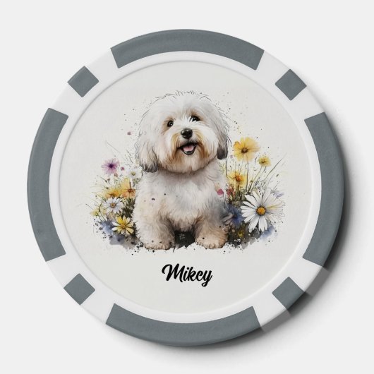 Schattigee Hond Illustratie - Coton de Tulear Poker Chips (Achterkant)