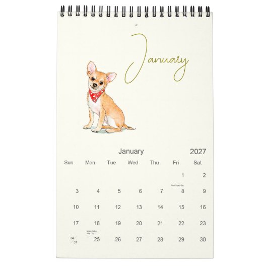 Schattigee Hond Illustraties Hondenliefhebbers Kalender (Jan 2027)