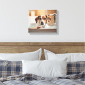 Schattigee hond in bad, ideaal voor badkamer canvas afdruk (Insitu (Slaapkamer))