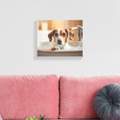 Schattigee hond in bad, ideaal voor badkamer canvas afdruk (Insitu (Woonkamer))