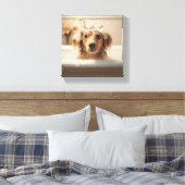 Schattigee hond in bad, ideaal voor badkamer canvas afdruk (Insitu (Slaapkamer))