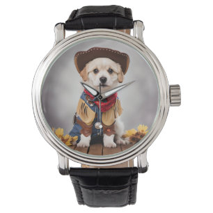 Schattigee hond in een cowboykostuum horloge