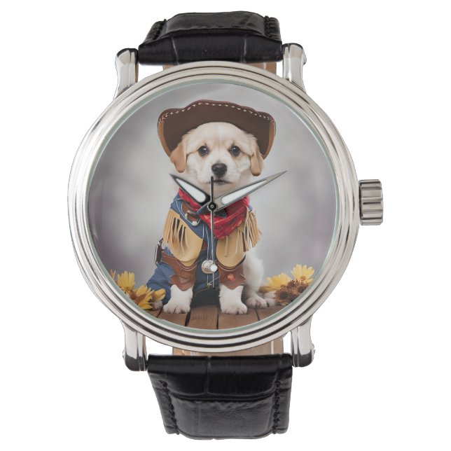 Schattigee hond in een cowboykostuum horloge (Voorkant)