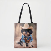 Schattigee hond in een cowboykostuum tote bag (Voorkant)
