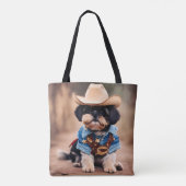 Schattigee hond in een cowboykostuum tote bag (Achterkant)