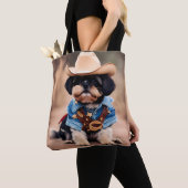 Schattigee hond in een cowboykostuum tote bag (Dichtbij)