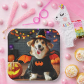 Schattigee hond in een Halloween kostuum Papieren Bordje (Feest)