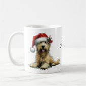 Schattigee hond in een kerstmuts koffiemok (Links)