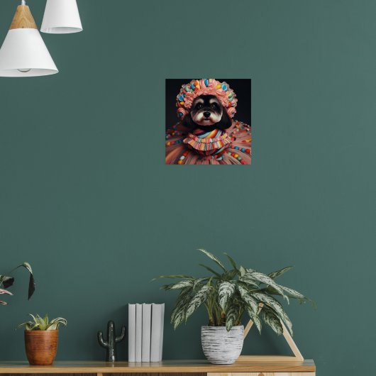 Schattigee hond in een kralenjurk poster (Woonkamer 1)