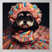 Schattigee hond in een kralenjurk poster (Voorkant)