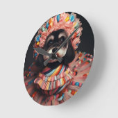 Schattigee hond in een kralenjurk ronde klok (Hoek)