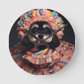 Schattigee hond in een kralenjurk ronde klok (Voorkant)