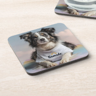 Schattigee hond in een Namaste T-shirt op een yoga Bier Onderzetter