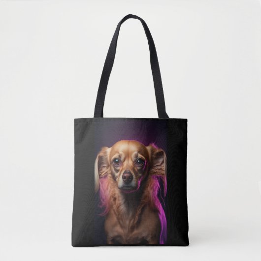 Schattigee hond in een tweezijdige canvas tas (Voorkant)