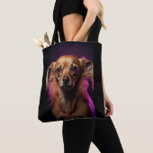 Schattigee hond in een tweezijdige canvas tas (Dichtbij)
