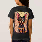 Schattigee hond in Halloween-scène met pompoenen T-shirt (Achterkant)