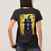 Schattigee hond in Halloween-scène met pompoenen T-shirt (Achterkant)