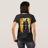 Schattigee hond in Halloween-scène met pompoenen T-shirt (Achterkant volledig)