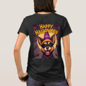 Schattigee hond in Halloween-scène met pompoenen T-shirt (Achterkant)