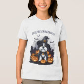 Schattigee hond in heks pet Tri-Blend shirt (Voorkant)