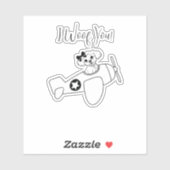 Schattigee hond in het vliegtuig, lijnkunst, eenvo sticker (Vel)
