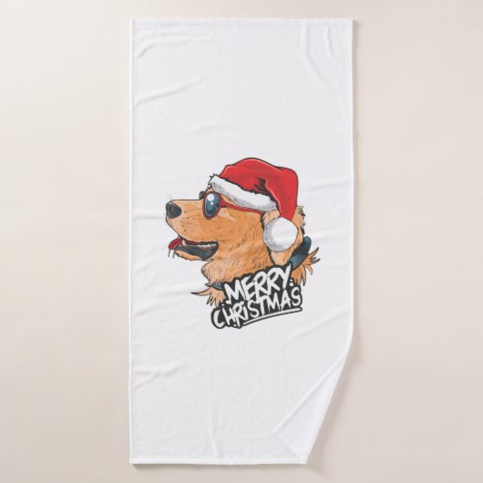 Schattigee Hond In Kerst Pet Badhanddoek (Badhanddoek)