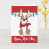 Schattigee hond in rode bandanna verjaardag kaart (Gele Bloem)