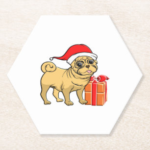 Schattigee hond in Santa hat 2 Kartonnen Onderzetters