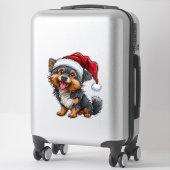 Schattigee hond in Santa Hat viert kerstfeest Sticker (Koffer)