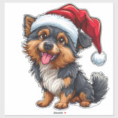 Schattigee hond in Santa Hat viert kerstfeest Sticker (Vel)