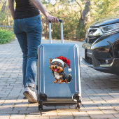 Schattigee hond in Santa Hat viert kerstfeest Sticker (Koffer Insitu)