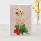 Schattigee hond Jubileum Kaart (Gele Bloem)