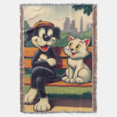 Schattigee, hond/kat cartoon deken (Voorkant Verticaal)