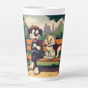 Schattigee, hond/kat cartoon latte mok