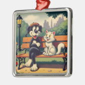 Schattigee,  hond/kat cartoon metalen ornament (Links)